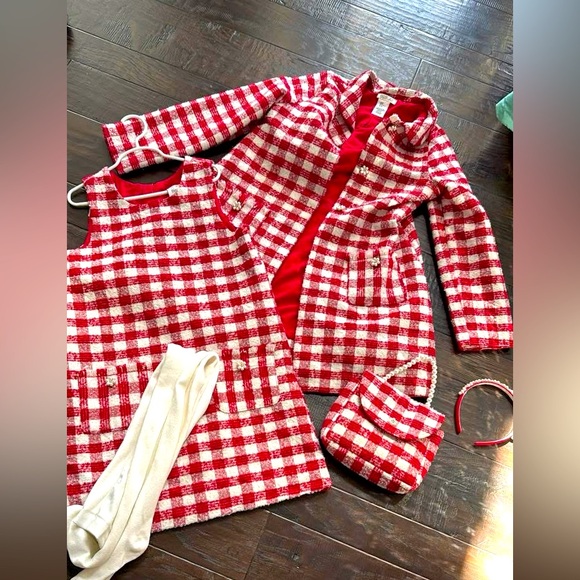 Rachel Zoe Red and White Checkered Kids Coat Set - Picture 1 of 2